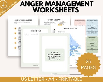 Manual de manejo de la ira para adolescentes / Hojas de trabajo de habilidades de afrontamiento de TCC (PDF imprimible)