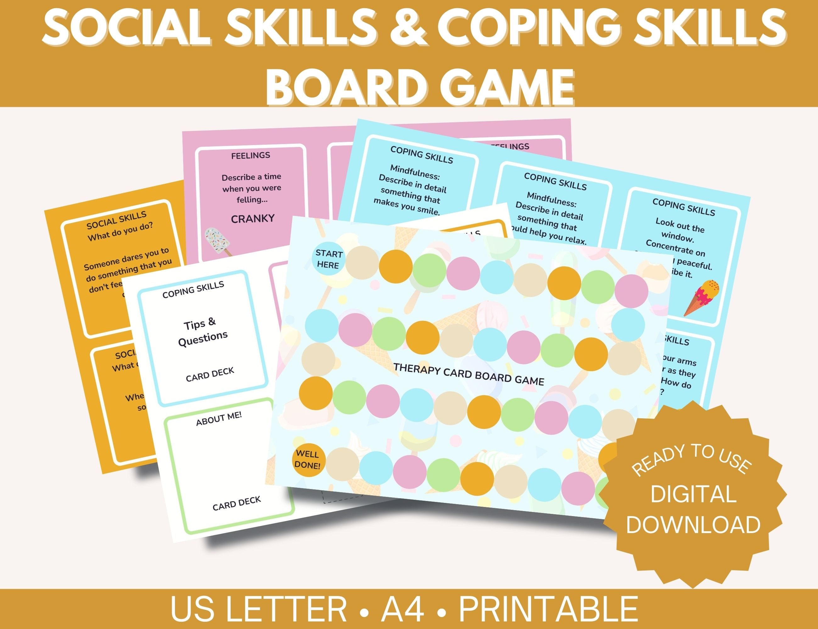SEL Therapy Board Game for Kids Printable | Social Emotional Learning ...