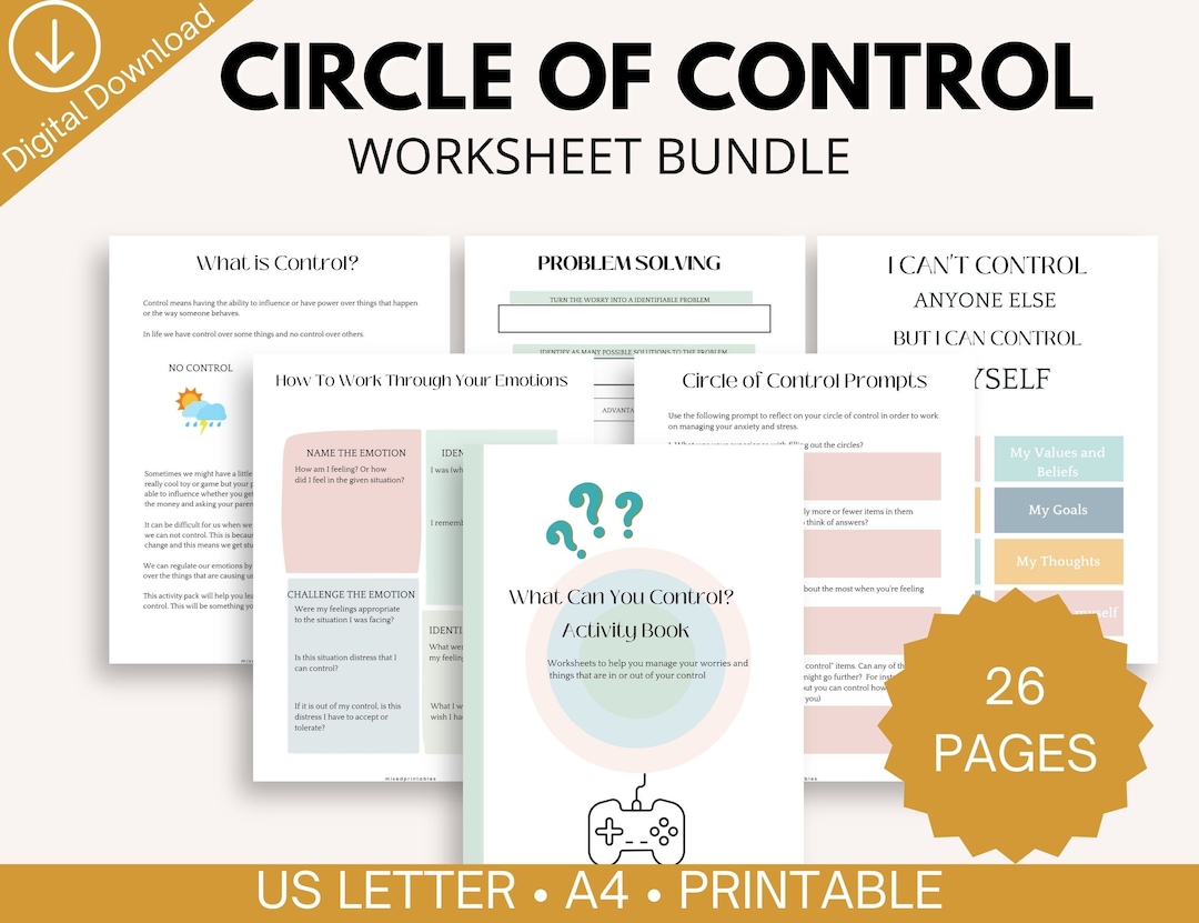 The Circle of Control and Influence Worksheets and Psychoeducation Tool