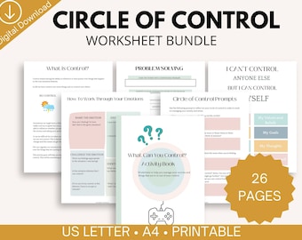 Circle of Control Worksheet Printable | CBT Anxiety Workbook PDF | Therapy Tool for Worry, Stress Management & Emotional Regulation