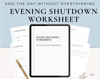 Hojas de trabajo para la ansiedad del sueño / Calma a la hora de dormir y alivio de los pensamientos excesivos (PDF imprimible)