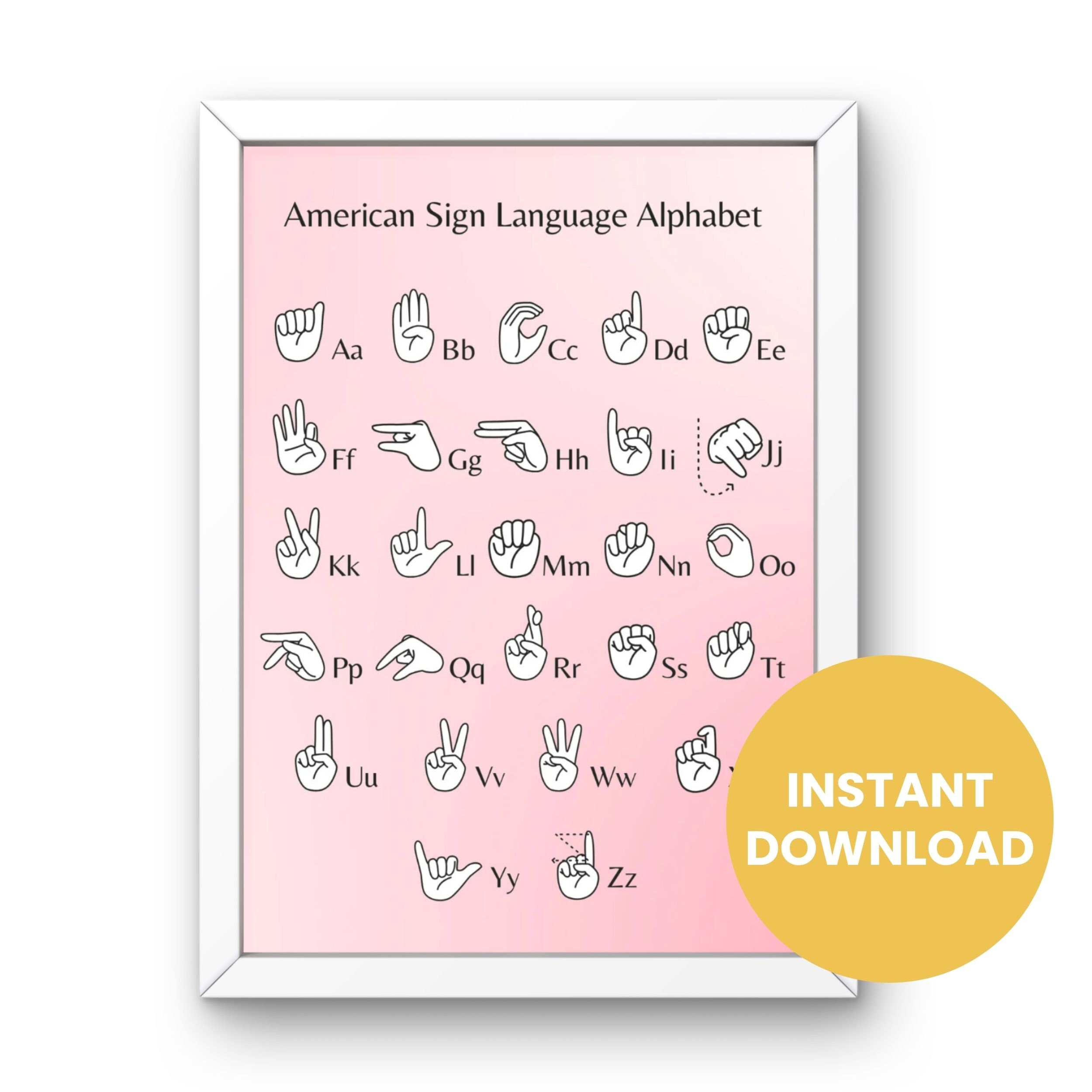 ASL Alphabet Poster, American Sign Language Poster, Printable ASL ...