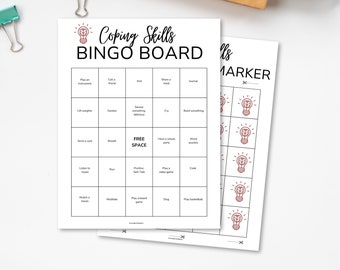 Bingo de habilidades de afrontamiento imprimible / Juego de calma para niños (PDF)