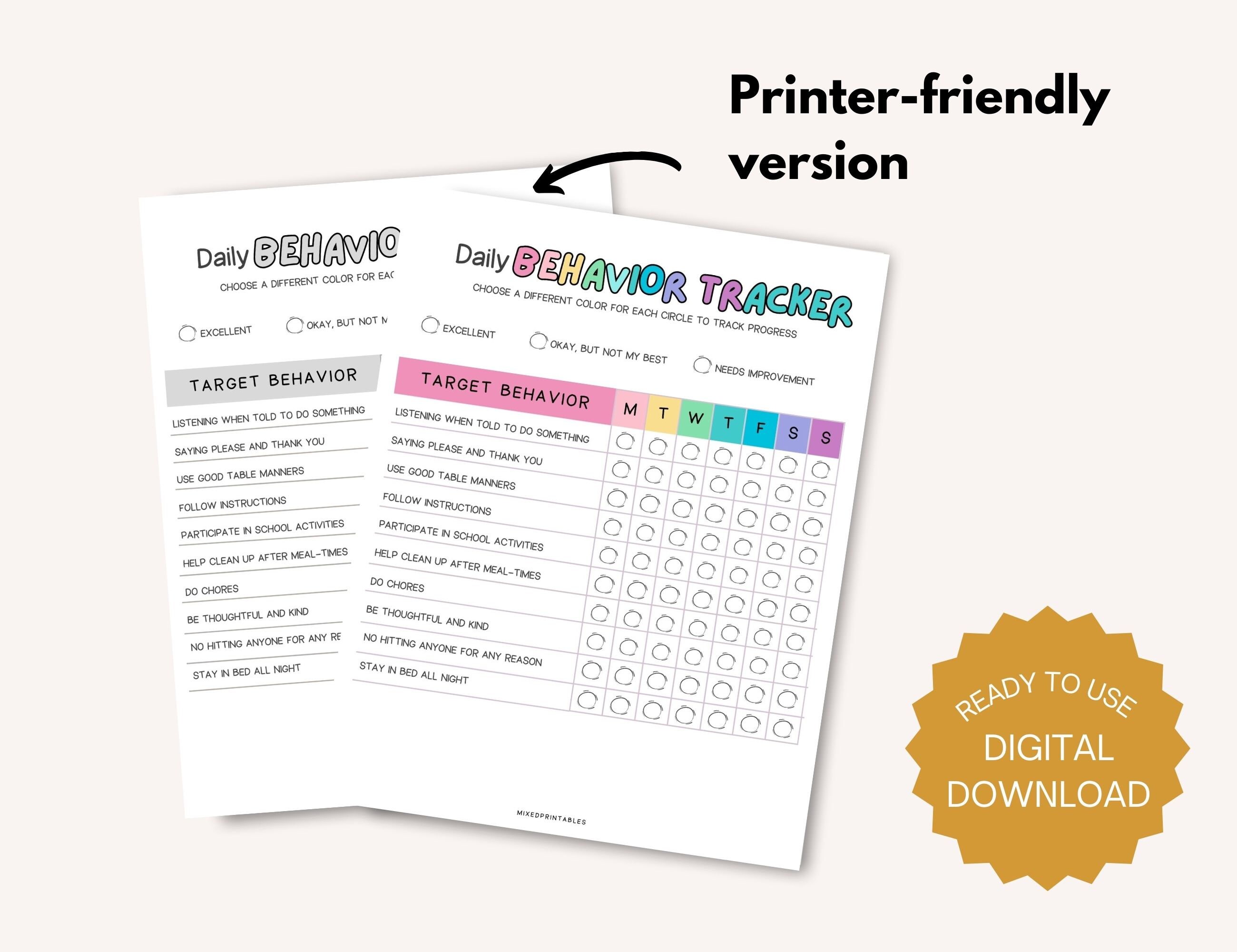 Kid Chore Chart & Behavior Tracker Bundle, Kids Checklist, Printable ...