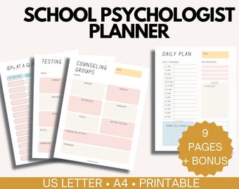 Planificador imprimible para psicólogo escolar / Seguimiento de IEP y evaluaciones en PDF