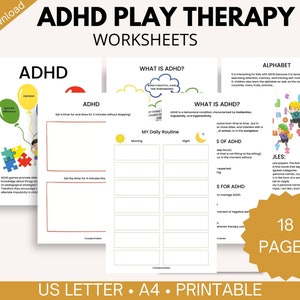 ADHD Play Therapy Workbook: Kids&#39; Coping Skills & Routine Charts (Digital Download)