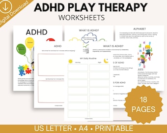 Manual de TDAH para niños / Actividades de terapia de juego y estrategias de afrontamiento (PDF imprimible)