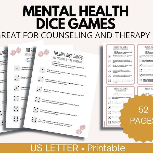 Counselling and Therapy Games with Dice for Anger Management, Anxiety, Depression, ADHD, and Emotions Support, School Counselling Resource
