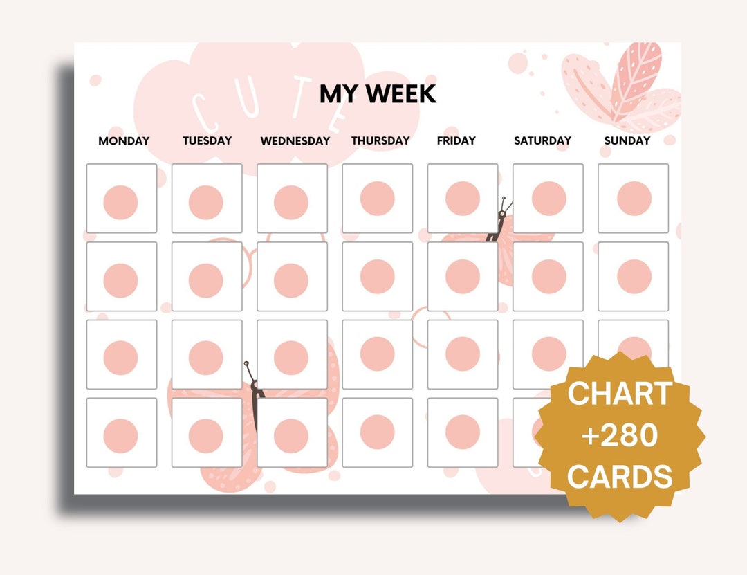 Pink Montessori Daily Routine Cards - 280 Printable Visual Schedules ...