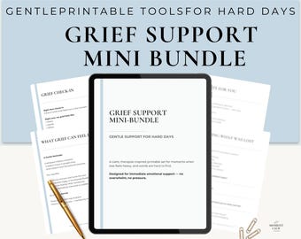 Hojas de trabajo imprimibles sobre el duelo / Paquete de apoyo y habilidades de afrontamiento ante pérdidas (PDF)