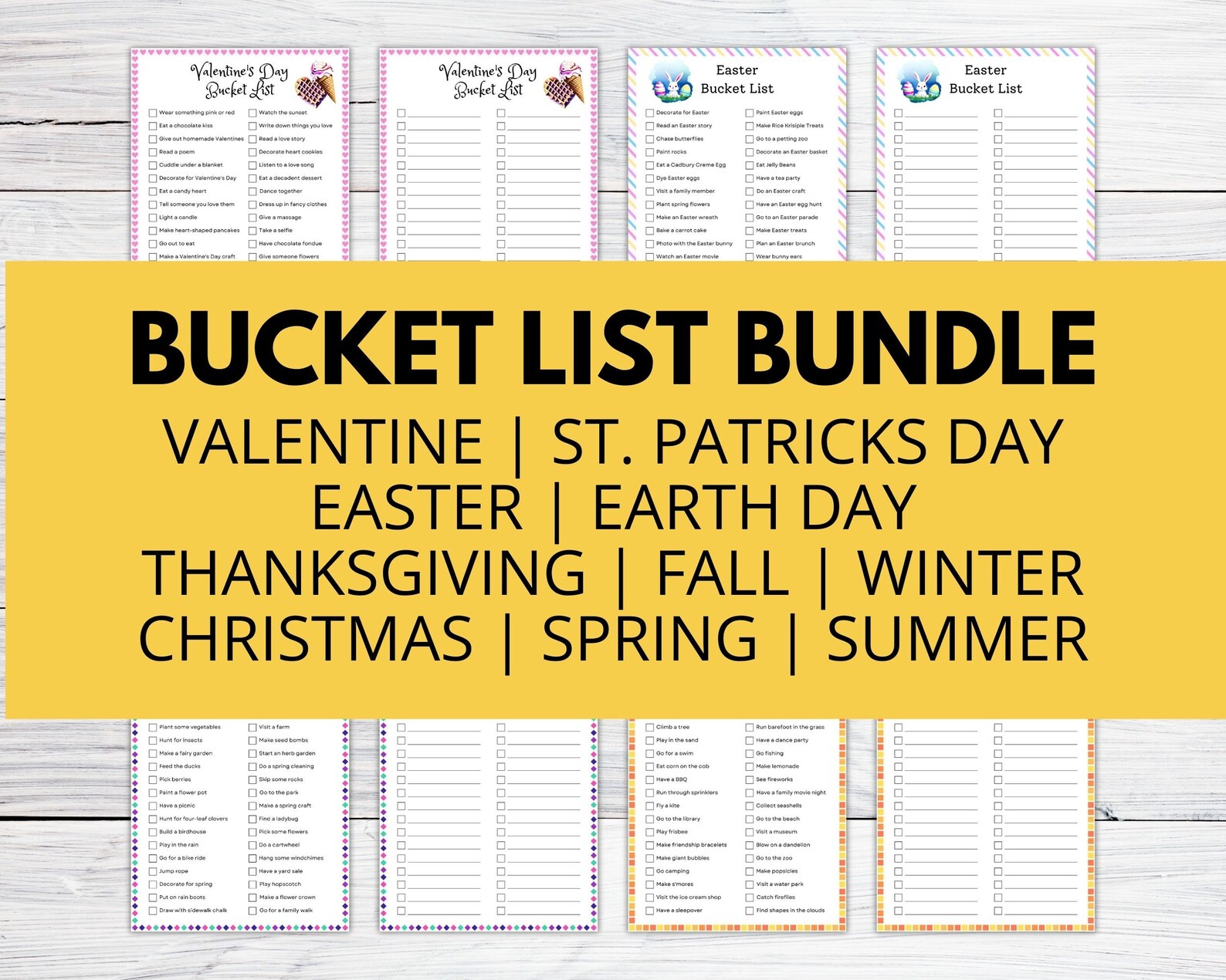 BUCKET LIST BUNDLE, Bucket List Printable, Custom Bucket List, Editable ...