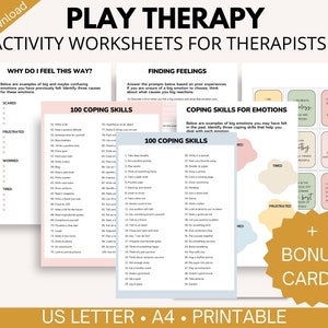Werkbladen ADHD-speltherapie voor kinderen en tieners | Afdrukbare copingvaardigheden en affirmaties | SEL-therapiehulpmiddelen | Direct downloaden