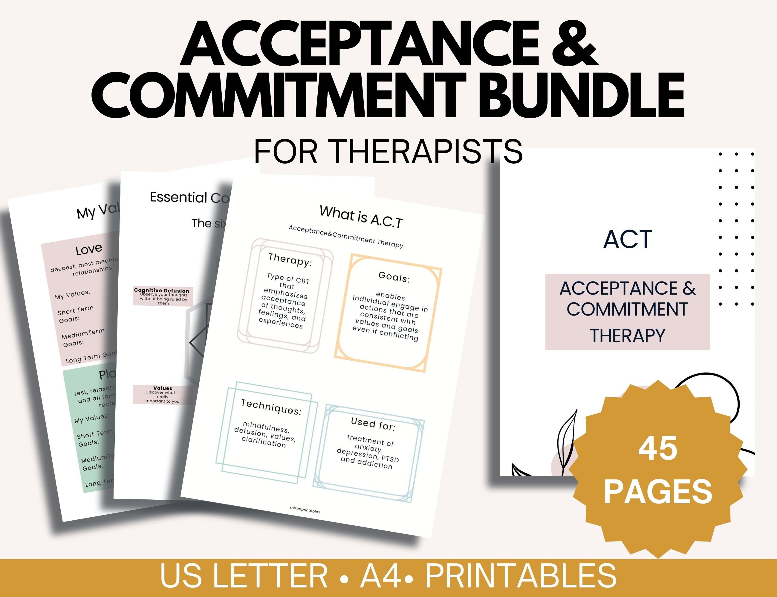 ACT Therapy Workbook Printable PDF | Acceptance & Commitment Therapy ...