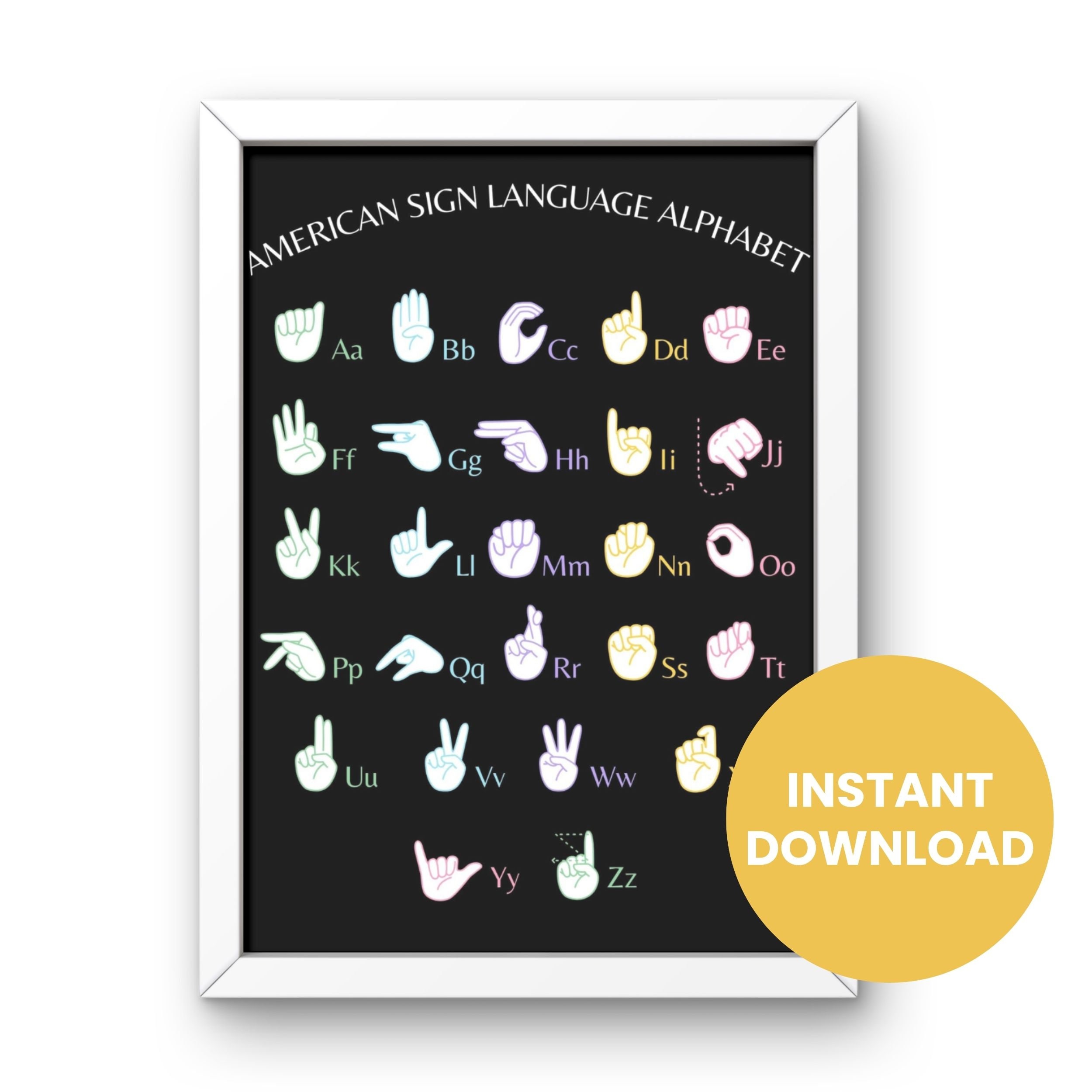 ASL Alphabet Poster, American Sign Language Poster, Printable ASL ...