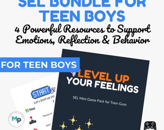 SEL-Paket für Jungen im Teenageralter | Druckbares Set zur Erfassung von Wut, Emotionen und Stimmung | Beratungsmaterial für die Mittelstufe