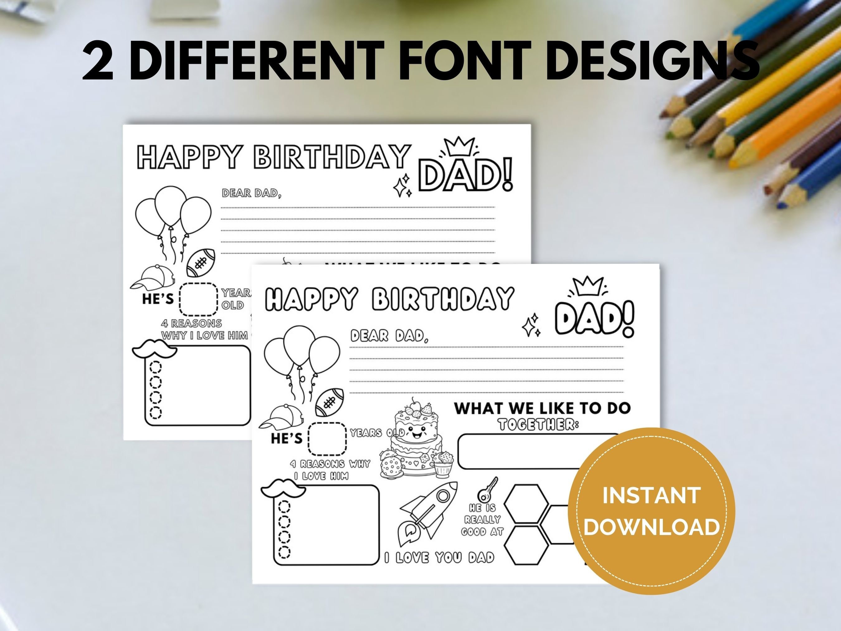 Happy Birthday Daddy Coloring Page, Printable Birthday Card for Dad ...
