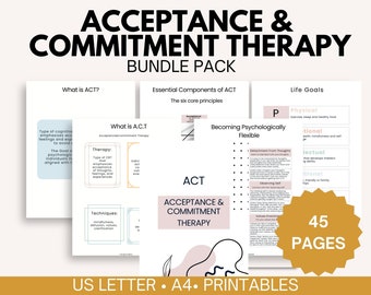 Manual de terapia ACT imprimible / Hojas de trabajo de aceptación y compromiso (PDF)