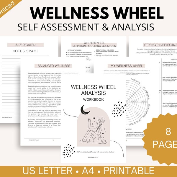 Wellbeing Wheel PDF, Life Wheel, Wellness Wheel, Self-Reflection, Coaching Resources, Therapy Worksheets, Counsellor Tools, Self-help Tools