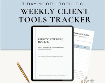 Seguimiento del progreso del cliente imprimible / Notas de terapia semanales en PDF / Planificador del consejero