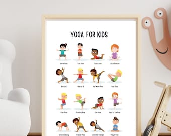 Yoga-Poster-Set für Kinder (PDF zum Ausdrucken) | 16 Achtsamkeitsübungen für die Ruhezone und die Klassenzimmergestaltung
