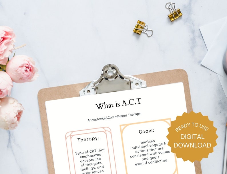 Acceptance and Commitment Therapy for Anxiety Worksheets Bundle