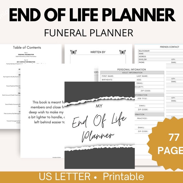 End of Life Planner, Last Wishes Planner, Estate Planning, Will, Final Preparations, What If Binder, Emergency Planner, End Of Life Planning