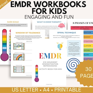 EMDR Workbook for Kids PDF | Trauma Therapy Worksheets | TICES, Safe Place, Suds & Voc | Child Counseling Resource