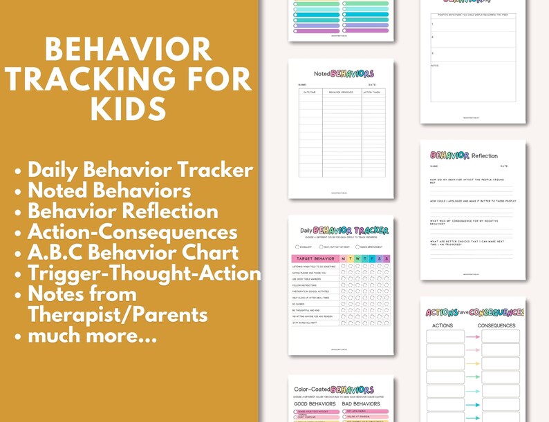 Kid Chore Chart & Behavior Tracker Bundle, Kids Checklist, Printable ...