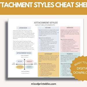 Attachment Styles Cheat Sheet Printable | Secure, Anxious Avoidant ...