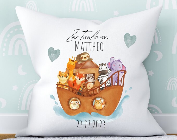 Kissen zur Taufe mit Namen und Taufdatum Personalisierte Geschenke zur ...
