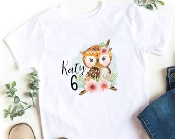 T-Shirt for Kids - Personalized for Birthday - Owl