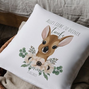Zierkissen 40x40 Cm Mit Arche Noah Motiv – Personalisierbar Mit Namen & Datum, Perfekt Als Taufgeschenk