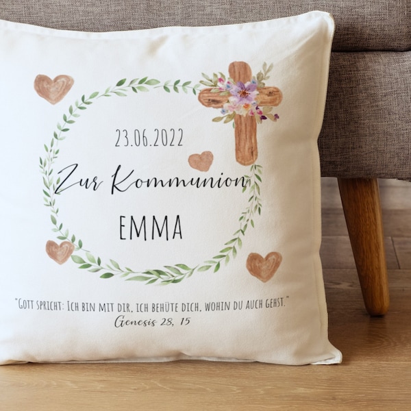 Communion pillow with name, date and saying - Personal communion gifts