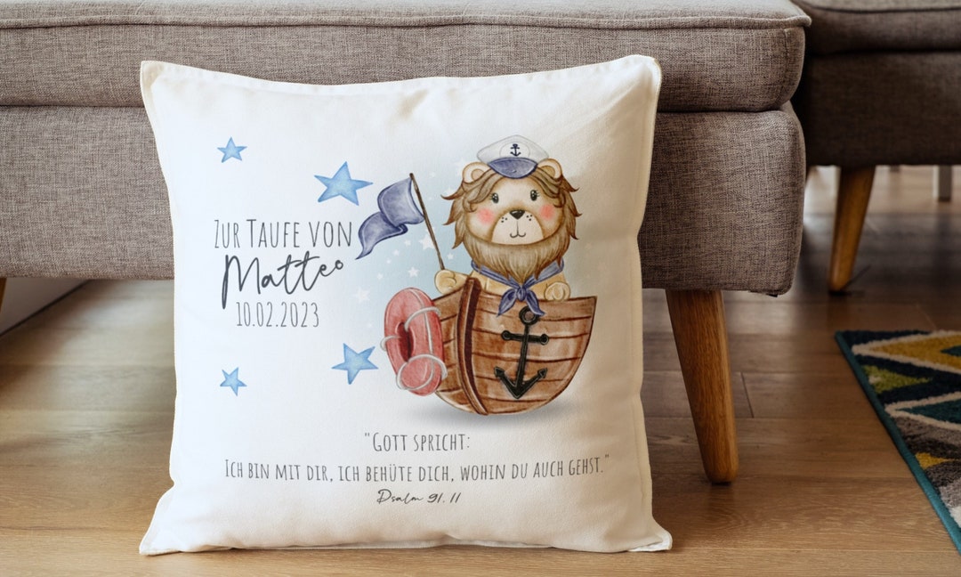 Personalisiertes Taufkissen Mit Name & Datum - Flauschiges Geschenk Zur Taufe
