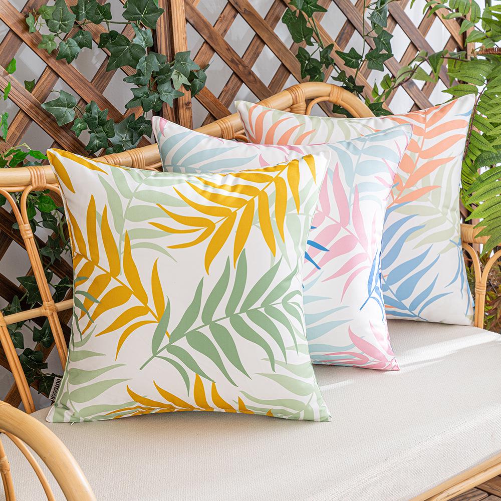 Tropical Palm Outdoor Filled Cushions 50cmx50cm – Vibrant Handmade Botanical Throw Pillows with Weatherproof Polycotton Filler Pads