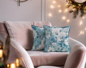 Set of Two Vintage Cushion Cover Floral Tapestry Oil Painting Style Available with Plush Fillers – 50x50 cm