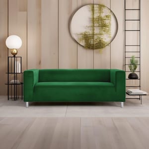 Klippan Sofa Cover Plush Grass Green Velvet Loveseat Cover Made to Measure Slipcover Replacement Cover for two 2 seater sofa, Pet Friendly