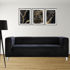 Klippan Sofa Cover Plush Black Velvet Custom Fit Replacement Loveseat Cover Made to Measure Slipcover  for two 2 seater sofa, Pet Friendly