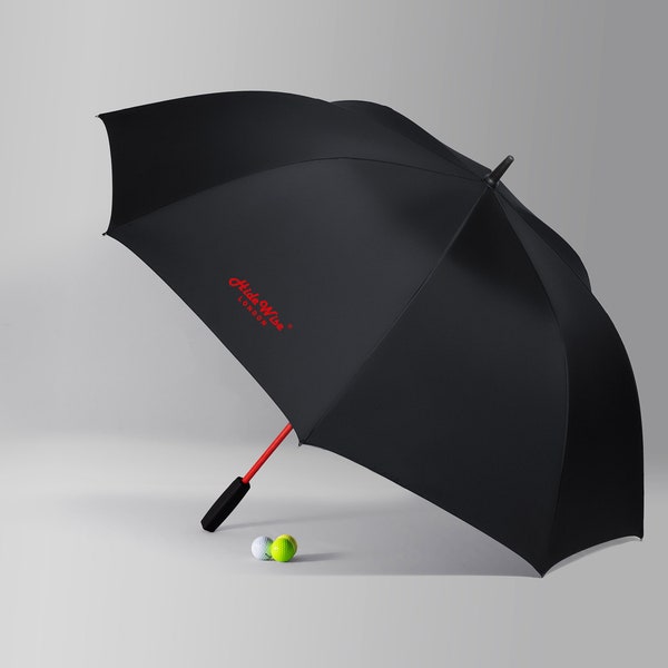 Luxury Golf Umbrella Ultra Strong Anti-UV Automatic Brolly by Hidewise LONDON in Black