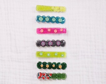 Summer Fruits Glitter Hair Clips | Glitter Hair Clip | Fruits Clips | Acrylic Clip | Resin Hair Clip | Shimmer Hair Clip | Girls Hair Clips
