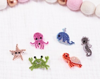 Ocean Creatures Mini Hair Clips | Sets of Mini Hair Clips | Rhinestone Clips | Alligator Clip | Sea Animals | Cute Hair Clip