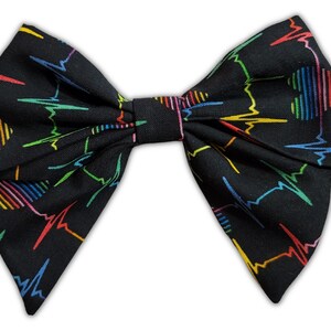 5&quot; Heart EKG Alligator Clip Bow, Rainbow Color Hair Bow, Nurse Heart Beat Hair Bow, Medical Alligator Clip Bow