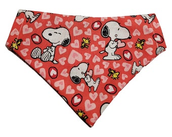 Snoopy Hearts Dog Bandana Over the Collar
