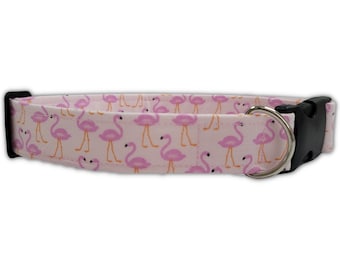 Pink Flamingo Dog Collar, Flamingo Cat Collar, Custom Dog Collar, Pink Dog Collar, Personalized Dog Collar