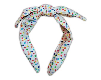 Confetti Polka Dot Celebration Bow Knot Headband, Birthday Celebration Headband