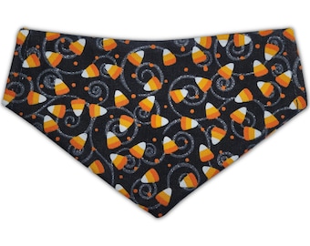 Candy Corn Pet Bandana, Reversible Over the Collar Pet Bandana, Halloween Double Sided Bandana