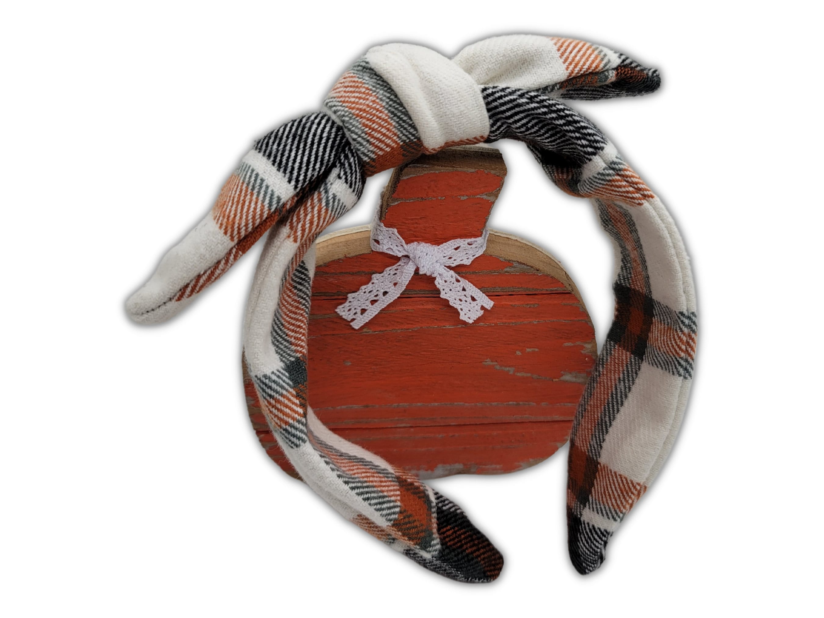 Piper Black and White Plaid Headband with Orange Pumpkins and Stones Last but not least, @livingfullyco accessories to make Fall  main image 2