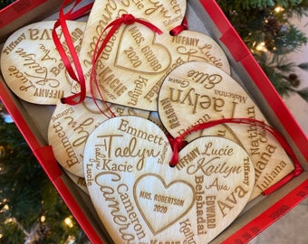 Classroom Class Teachers Ornament Student List Personalized Teacher - Choose EXPEDITED for 24 hour turn around