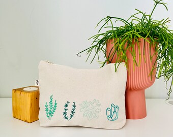Pochette | Beauty case minimal alghe marine in cotone 100% organico | Minimal case