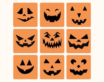 Halloween Bundle Set of 10 prints, Jack o lanterns, Pumpkin Faces, Halloween Printables, Halloween decor, Pumpkin cut outs